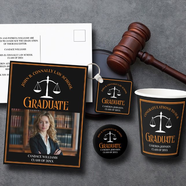 Black Orange Law School Graduation Photo Booth Tapestry Zazzle