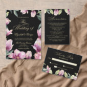 Floral Purple Black and Gold wedding Invitation (Personalise this independent creator's collection.)