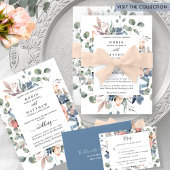 Elegant Quinceanera,  Blush and Dusty Blue Floral Invitation