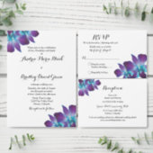 Blue Dendrobium Orchid Wedding RSVP All In One Invitation (Personalise this independent creator's collection.)