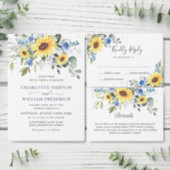 Elegant Watercolor Sunflowers Eucalyptus Wedding Invitation (Personalise this independent creator's collection.)
