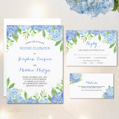 Watercolor Hydrangea Blue Floral Wedding Invitation