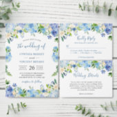 Navy Blue Hydrangea Floral Gorgeous Bridal Shower Invitation (Personalise this independent creator's collection.)