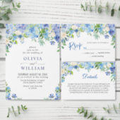 Blue Hydrangea Greenery Watercolor Bridal Luncheon Invitation (Personalise this independent creator's collection.)