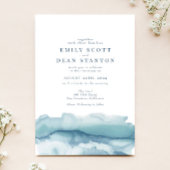 Blue Ocean Watercolor Wedding Details Card