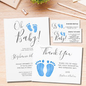 Oh Baby Blue Feet Photo Baby Shower Invitation
