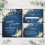 Blue Wood White Roses Lantern  Bridal Shower Invitation (Personalise this independent creator's collection.)
