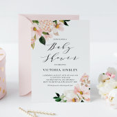 Blush Pink Magnolias and Hydrangeas Baby Shower Invitation