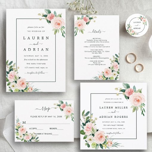 Blush Pink Bloom Wedding Welcome Foam Board 