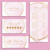 Script Blush Pink Watercolor Gold Circle Business LED Sign