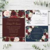 Boho Blooms | Rustic Navy and Burgundy Seat Chart Invitation (Personalise this independent creator's collection.)