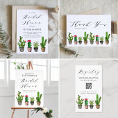 Boho Watercolor Potted Cactus Bridal Shower Invitation