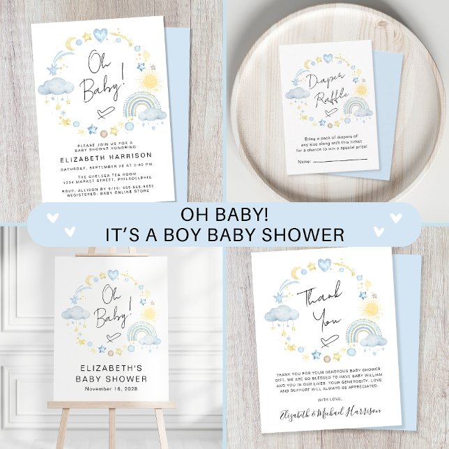 Rainbow Watercolor Baby Boy Shower Thank You Gift Tags Zazzle