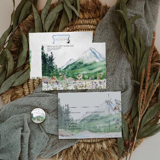 Rustic Mountain Wildflower Boho Wedding Invitation Zazzle