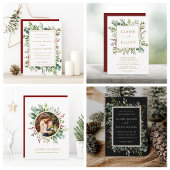 All In One Botanical Christmas Green Wedding Invitation