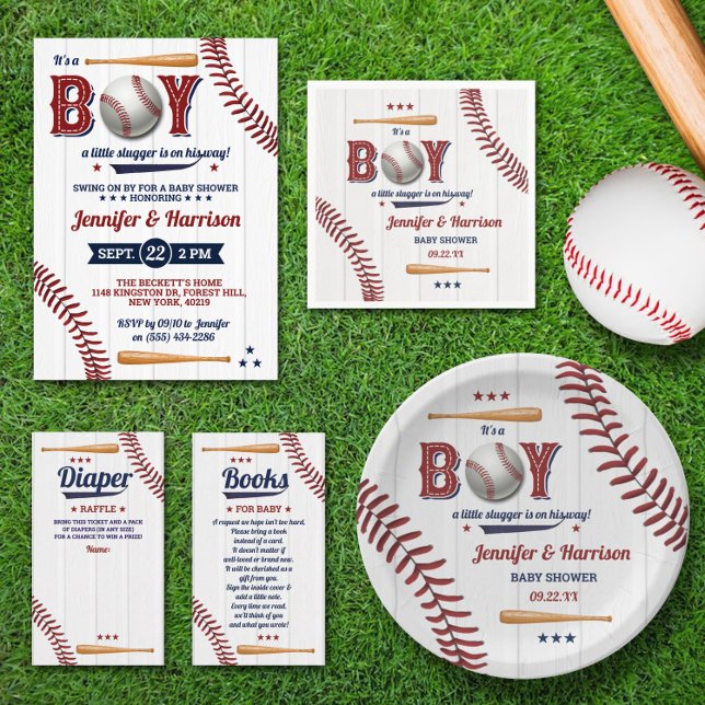 Boys Baseball Baby Shower Invitation