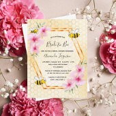 Bridal shower bees pink floral invitation postcard