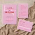 Bright pink and red wedding invitation | Zazzle