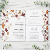 Boho Burgundy Fall Floral Wedding Gift Tag (Personalise this independent creator's collection.)