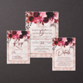 Burgundy Floral & Rose Gold Bridal Recipe Card (Personalise this independent creator's collection.)