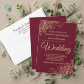 Elegant Maroon & Gold Virtual Wedding Livestream Invitation (Personalise this independent creator's collection.)