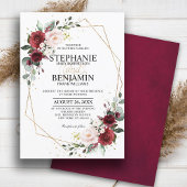 Burgundy Blush Watercolor Floral Wedding Invitation