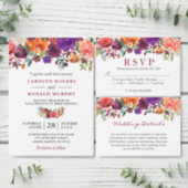 Burgundy Red Purple Orange Floral Bridal Shower Invitation (Personalise this independent creator's collection.)