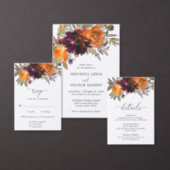 Burnt Orange Burgundy Fall Floral Elegant Wedding Invitation (Personalise this independent creator's collection.)