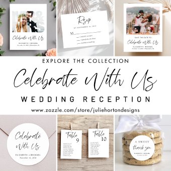 Elegant Celebrate With Us Photo Wedding Reception All In One Invitation