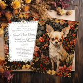 Chihuahua with Flowers in Style of William Morris Invitation