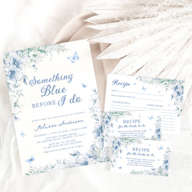 Blue and White Flowers Wedding Thank You Card | Zazzle display picture 3
