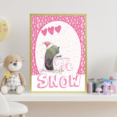 Let it snow | Cute Penguin Christmas Throw Pillow