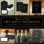 Black And Gold Classic Deco Monogram Wedding All In One Invitation