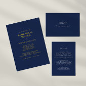 Classic Navy Blue Silver Horizontal Bridal Shower Invitation