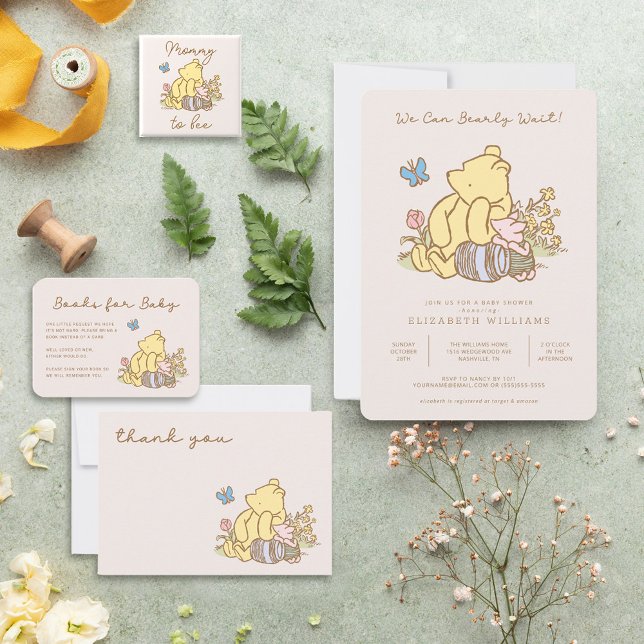 Classic Pooh Piglet Baby Shower Gift Registry Enclosure Card