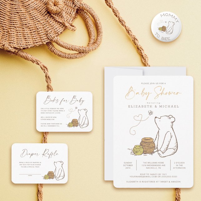 Winnie the Pooh Baby Shower Table Number | Zazzle