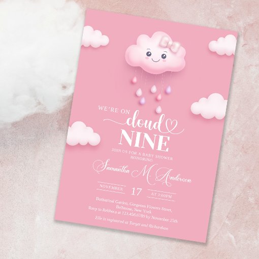 Cute white fluffy cloud pink sky girl baby shower paper cups | Zazzle