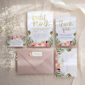 Gold Floral Bridal Luncheon Bridal Shower Invitation Postcard