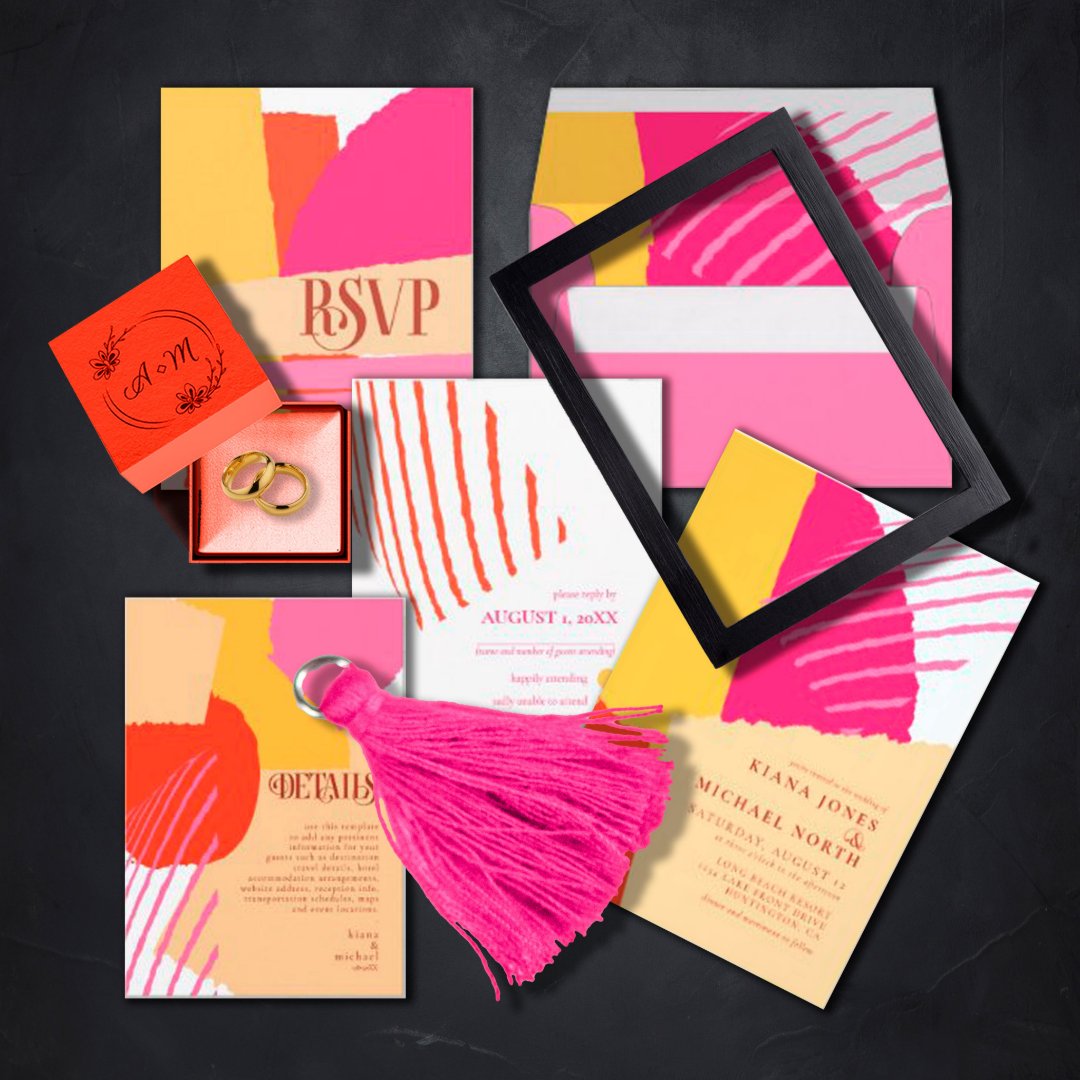 Color Block Wedding Bridal Shower Summer ID740 Invitation | Zazzle