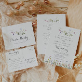 Colorful Dainty Wild Flowers Front & Back Wedding Invitation