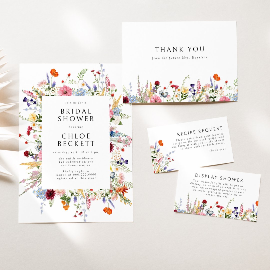 Colorful Wildflower Bridal Shower Invitation | Zazzle