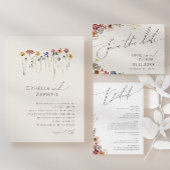 Colorful Wildflower Beige Garden Brunch and Bubbly Invitation