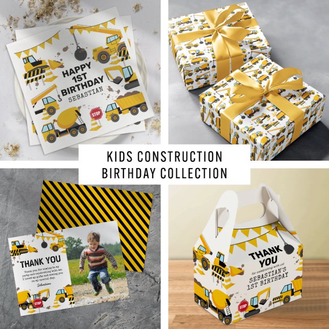 Construction Dump Truck Kids Birthday Party Invita Invitation