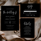 Contemporary modern black happily ever after party invitation