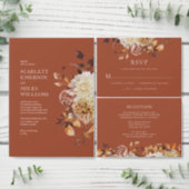 Terracotta Fall Wreath Wedding Photo Save The Date Announcement Postcard (Personalise this independent creator's collection.)