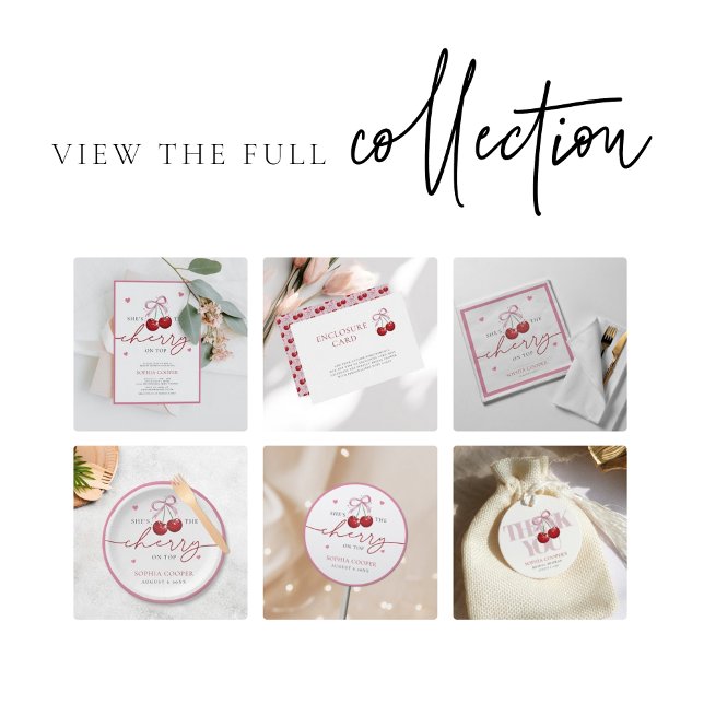 Chic Coquette Cherry on Top Bridal Shower Invitation