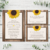 Country Rustic Sunflower & Wood Wedding Suite Tri-Fold Invitation (Personalise this independent creator's collection.)