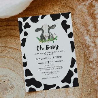 Holy Cow Boy Cow Theme Baby Shower Invitation | Zazzle