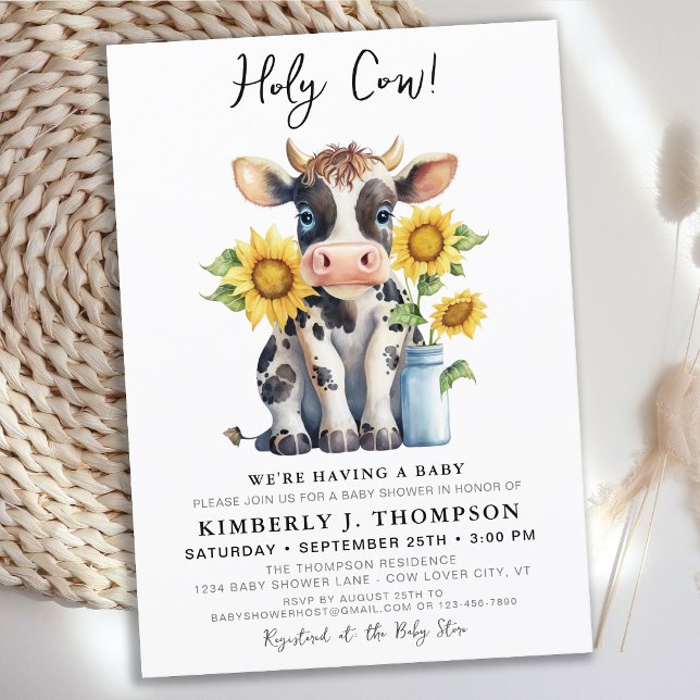 Cute Cow Sunflowers Modern Simple Farm Baby Shower Favor Bag Zazzle