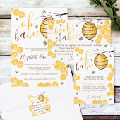 Cute bee honeycomb beehive watercolor baby shower invitation